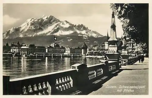 Postcard Switzerland Luzern Schweizerhofquai mit Pilatus