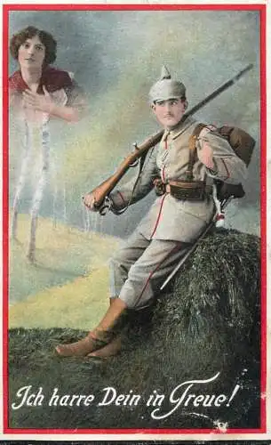 Deutsche Feldpost 1917 Ich harre Dein in Treue!