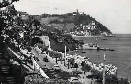 Spain postcard San Sebastian Miraconcha and Igueldo mountain