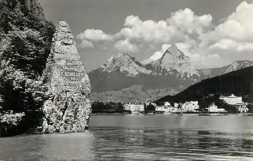 Germany postcard Schillerstein Brunnen und die beiden Mythen