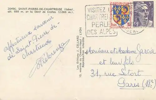 France postcard Saint Pierre de Chartreuse
