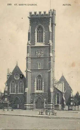 United Kingdom postcard England St. Mary's church Acton