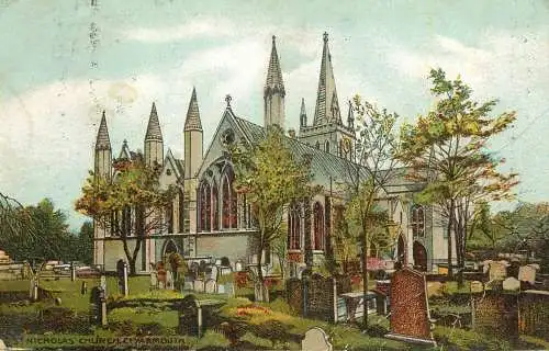 United Kingdom postcard England Yarmouth St. Nicholas church