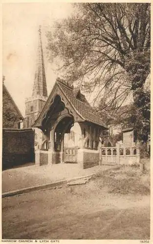 United Kingdom postcard England Harrow church & Lych gate