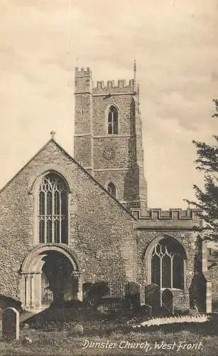 United Kingdom postcard England Dunster church West Front
