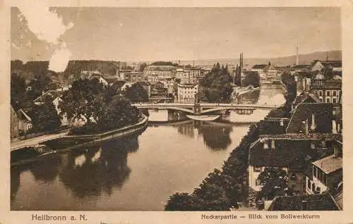 Germany postcard Heilbronn Neckpartie blick vom Bollwekturm