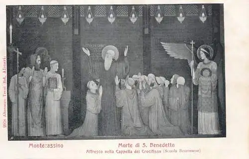Italia postcard Montecassini Morte di S. Benedetto