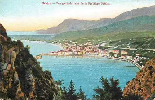 Cpa France Menton frontiere franco italienne