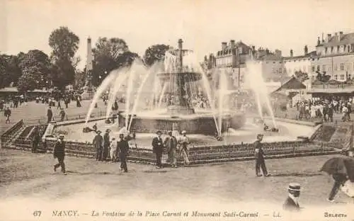 Cpa France Nancy la fontaine de la Place Carnot et monument Sadi Carnol