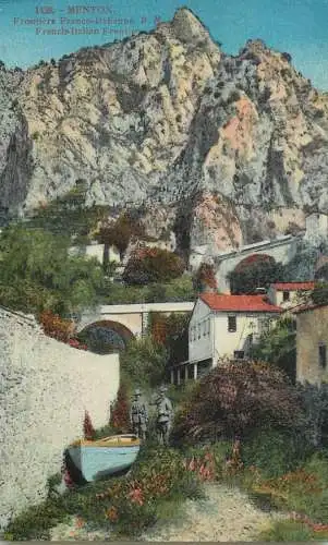Cpa France Menton frontiere franco italienne