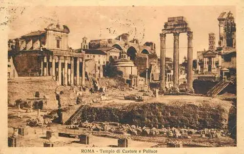 Postcard Italy Rome tempio di Castore e Polluce