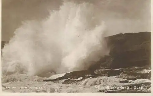Postcard United Kingdom breaker beaten coast storm