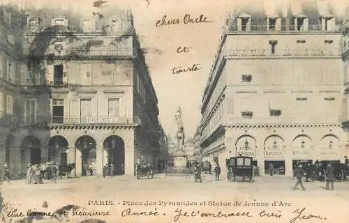 France Paris cpa Place des Pyramides et Statue de Jeanne d'Arc