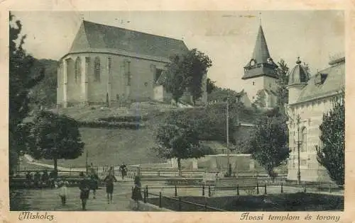 Postcard Hungary Miskolcz avasi templom es torony