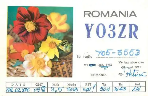 Romania radio amateur QSL card Y06AYY Sibiu Seciu Gicu