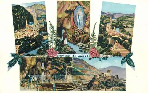 Postcard France Lourdes basilique