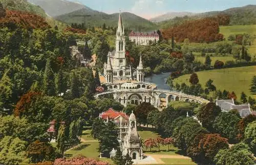 Postcard France Lourdes basilique