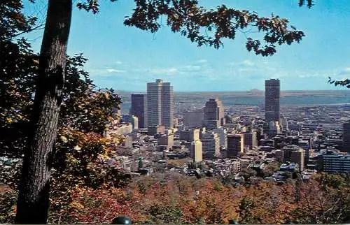 Postcard Canada Montreal atop Mt. Royal to the business center