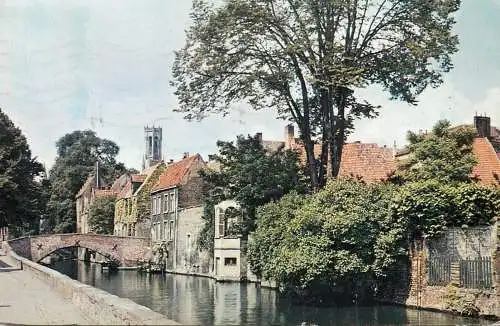 Postcard Belgium Brugge le Quai Vert1958