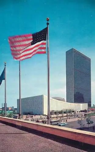 Postcard United States New York United Nations flags