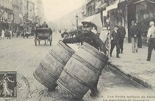 France carte d`autrefois Paris le marchand de tonneaux