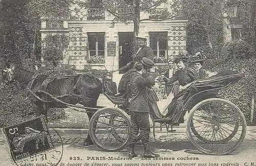 France carte d`autrefois Paris moderne les femmes cochers