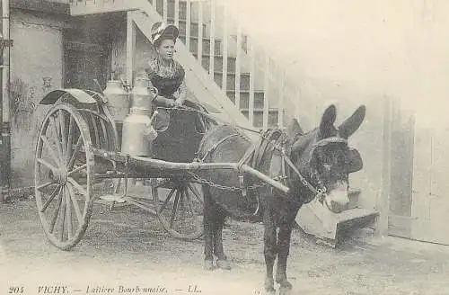 France carte d`autrefois Vichy Laitiere Bourbonnaise donkey