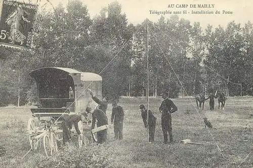 France carte d`autrefois au camp de Mailly telegraphie sans fil