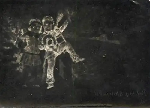 children couple silhouette experimental photography