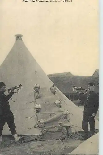 France carte d`autrefois Camp de Sissonne Aisne le reveil