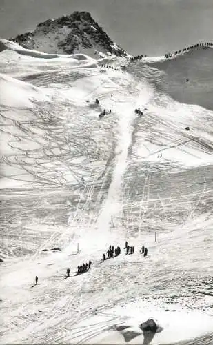 Switzerland postcard Parsennabfahrt Weissfluhjoch Kublis Derby Schuss