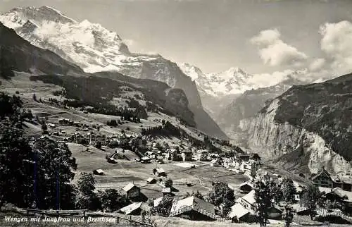 Switzerland postcard Wengen mit Jungfrau und Breithorn