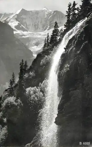 Switzerland postcard Grindelwald Muhlebachfall mit Blick auf Fiescherhorner