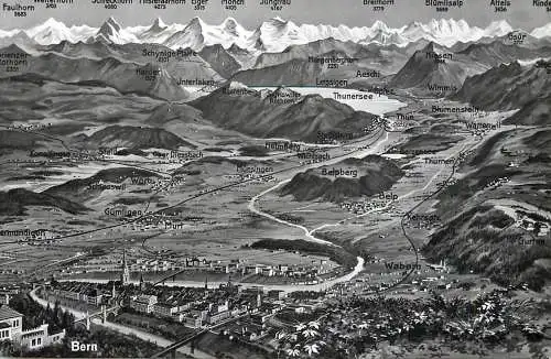 Switzerland postcard Bern map