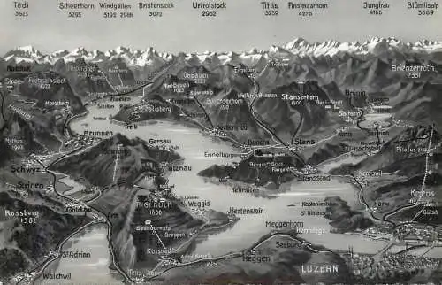 Switzerland postcard Luzern map