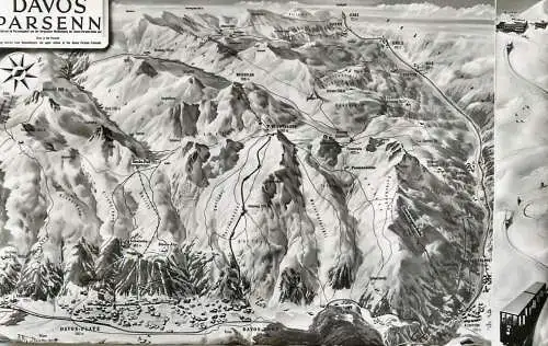 Switzerland postcard Davos Parsenn map
