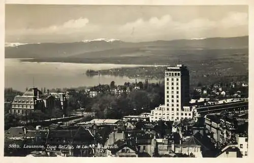 Postcard Switzerland Lausanne Tour Bel Air le lac et le Jura