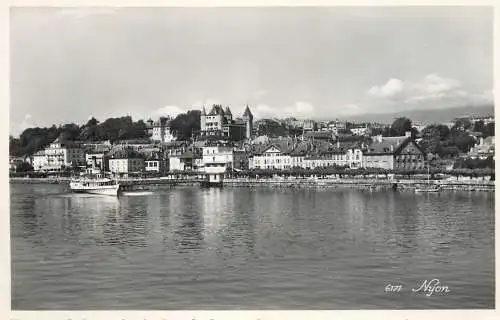 Postcard Switzerland Nyon coast scene castle