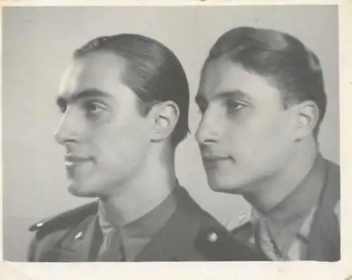 Military men portrait souvenir photo 5 x 6 cm Romania