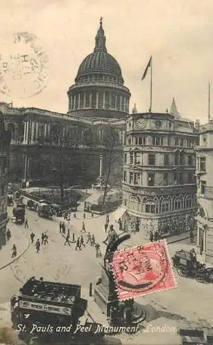 Postcard United Kingdom England London St. Paul's Cathedral bus