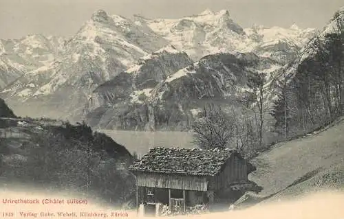 Postcard Switzerland Uri-Rotstock chalet
