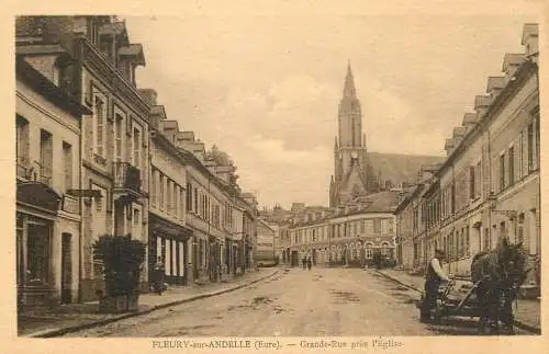 France cpa Eure Fleury sur Andelle grande rue pres eglise