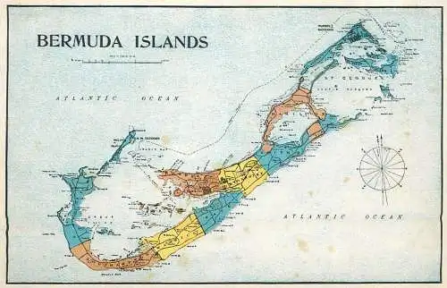 Bermuda map vintage postcard