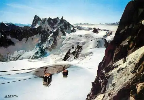 France Le Telecabine de la Vallee Blanche, les Grandes Jorasses & la Dent du Geant