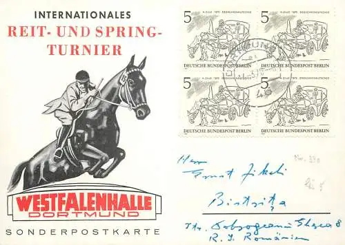 Postcard Advertising Westfalenhalle Dortmund Reit und Spring Turnier