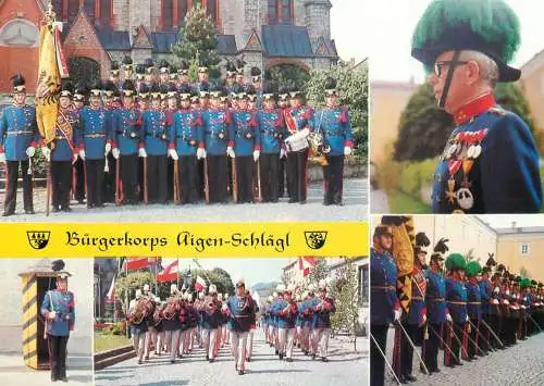 Postcard Austria Burgerkorps Aigen Schlagl soldier parade formation