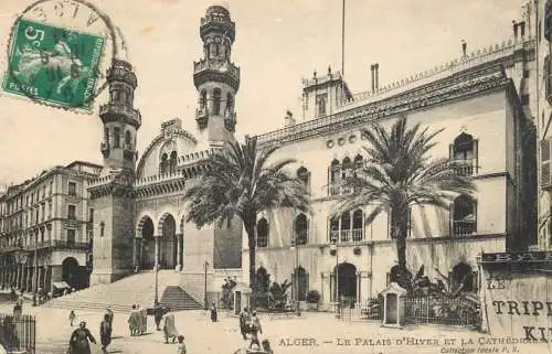 Africa postcard Algeria Algiers le Palais d'Hiver et la cathedrale