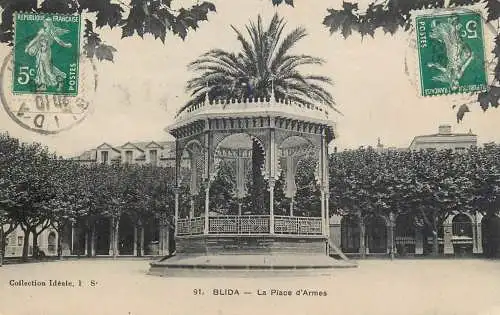 Africa postcard Algeria Blida la place d'Armes