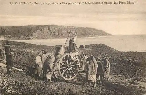 Africa postcard Tunisia Carthage necropole punique sarcophage