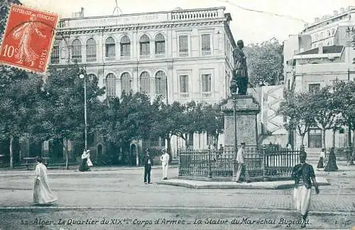 Africa postcard Algerie Alger la statue du Marechal Bugeaud